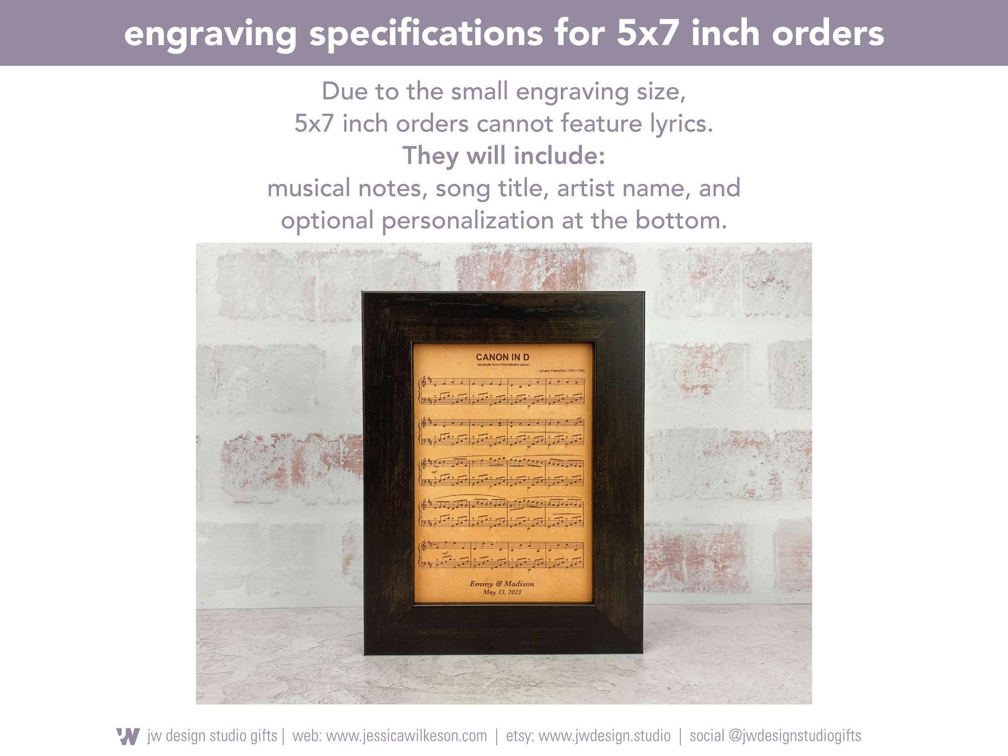 leather sheet music art by JW Design Studio is available in mini leather art at 5x7 size